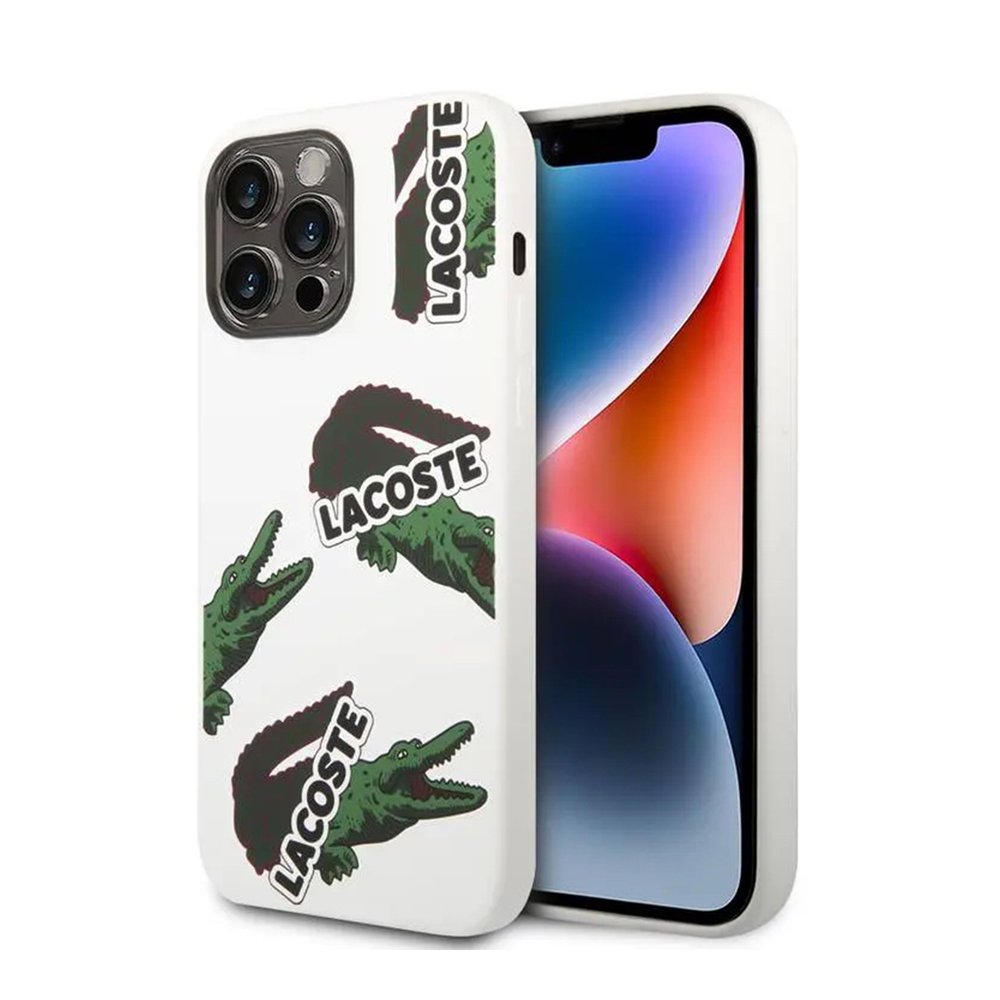 Чохол Lacoste HC Liquid Silicone & Microfiber Allover Pattern Case For iPhone 14 Pro Max White