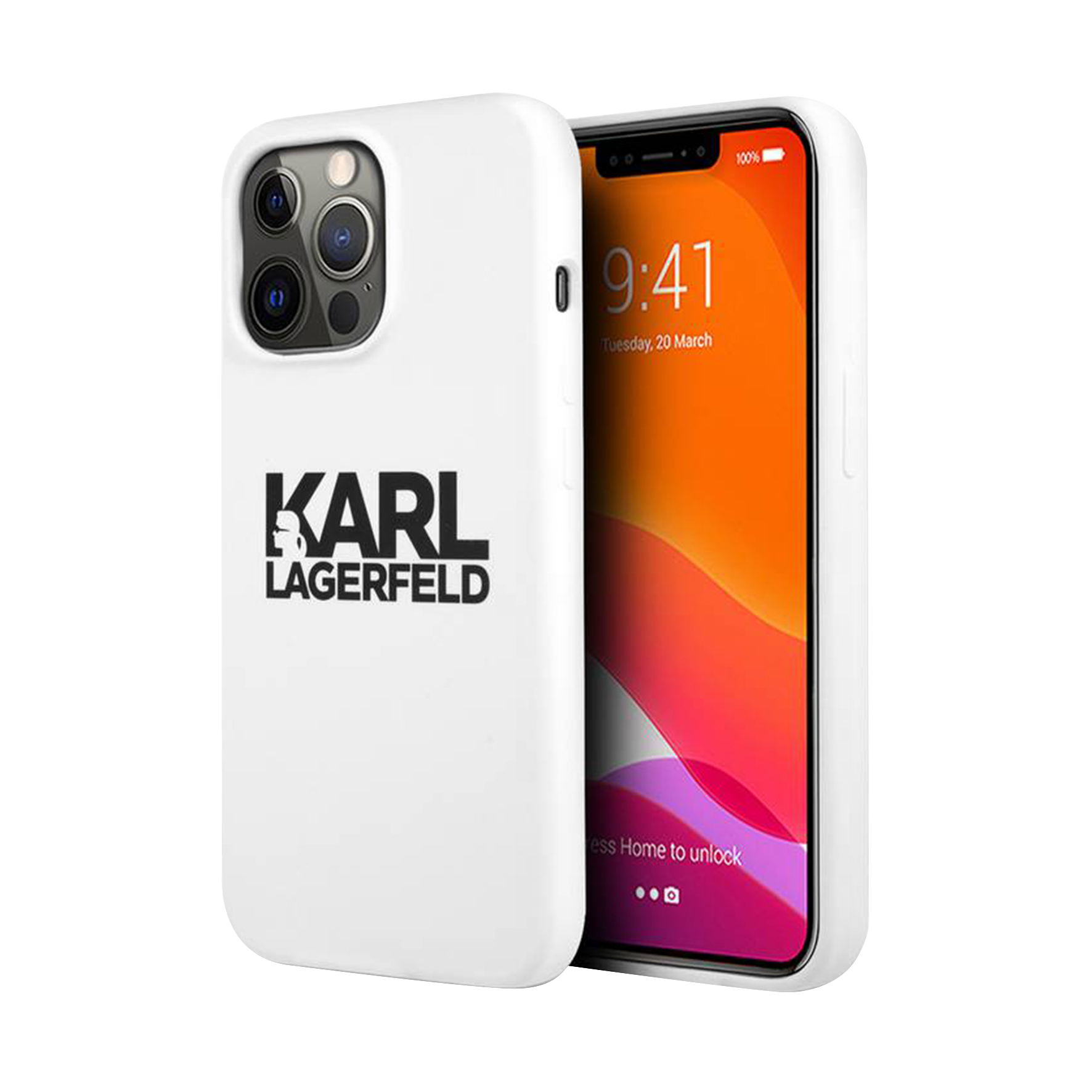 Чохол Karl Lagerfeld Liquid Silicone Case Stack Logo For iPhone 13 Pro White