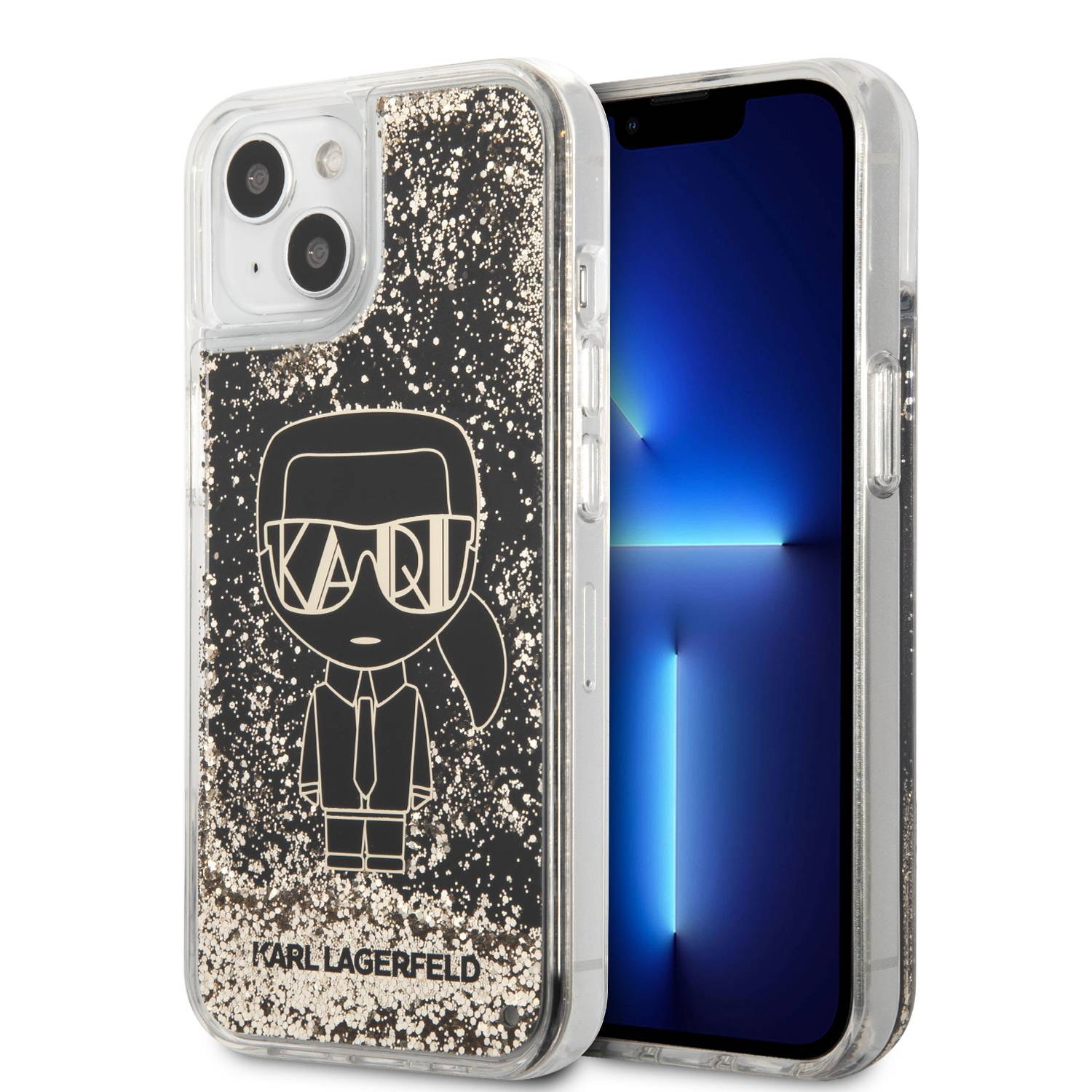 Чохол Karl Lagerfeld Liquid Glitter Gatsby Ikonik Hard Case for iPhone 14 Black/Gold