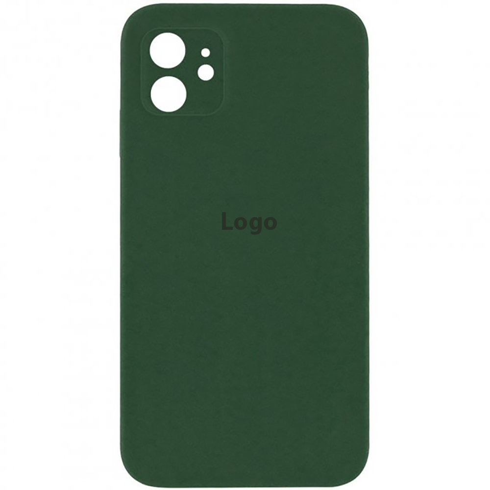 Чохол Silicone Case Square Full Camera Protective (AA) для Apple iPhone 11 (Зелений/Dark Green)