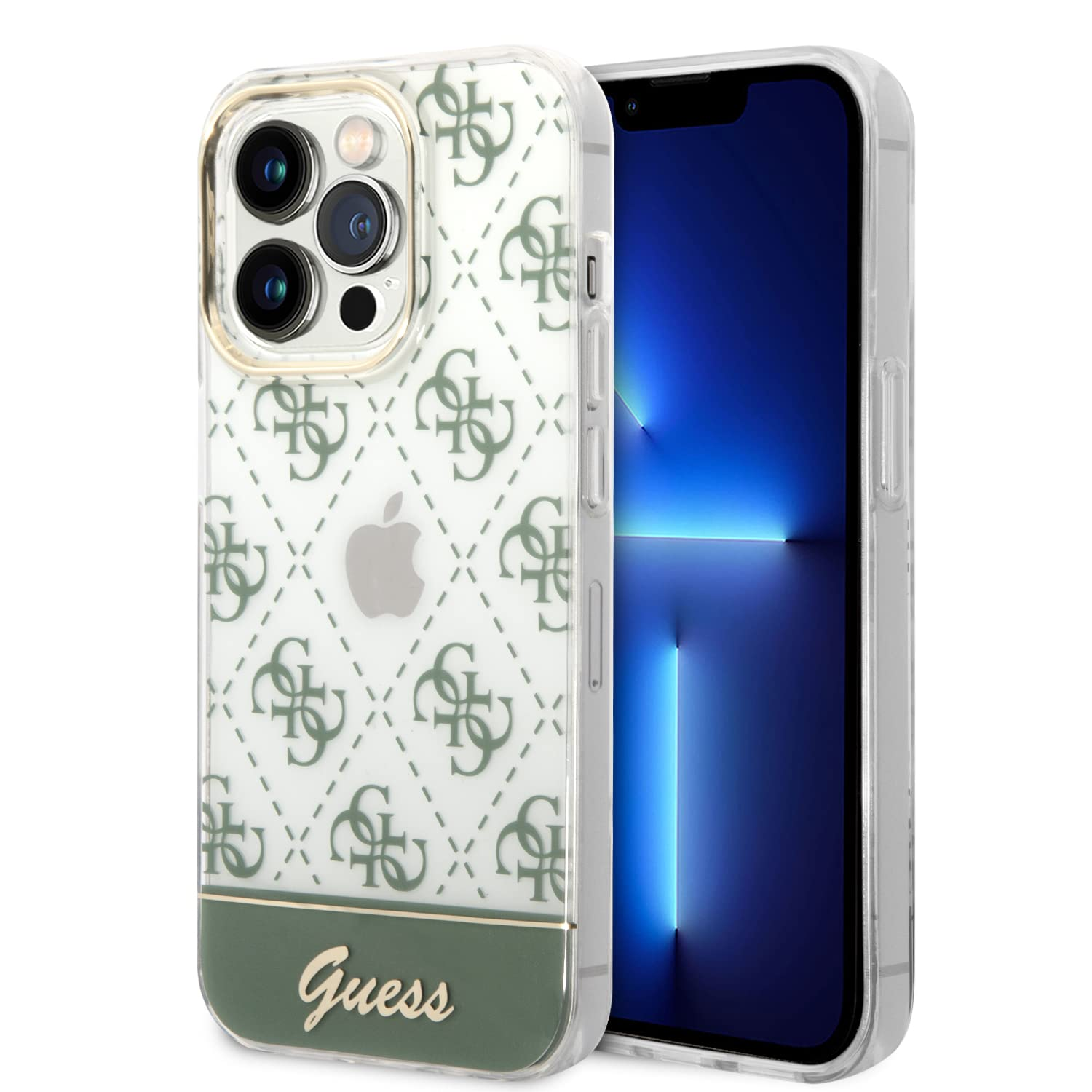 Чохол Guess 4G Electro Script Hard Case for iPhone 14 Pro Khaki