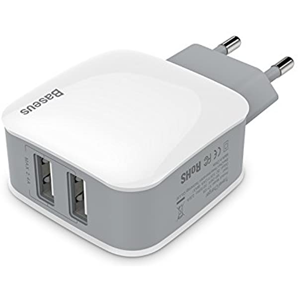 МЗП Baseus Letour Dual USB Charger 2.1A (EU) White + Gray (ZCL2B-B02)