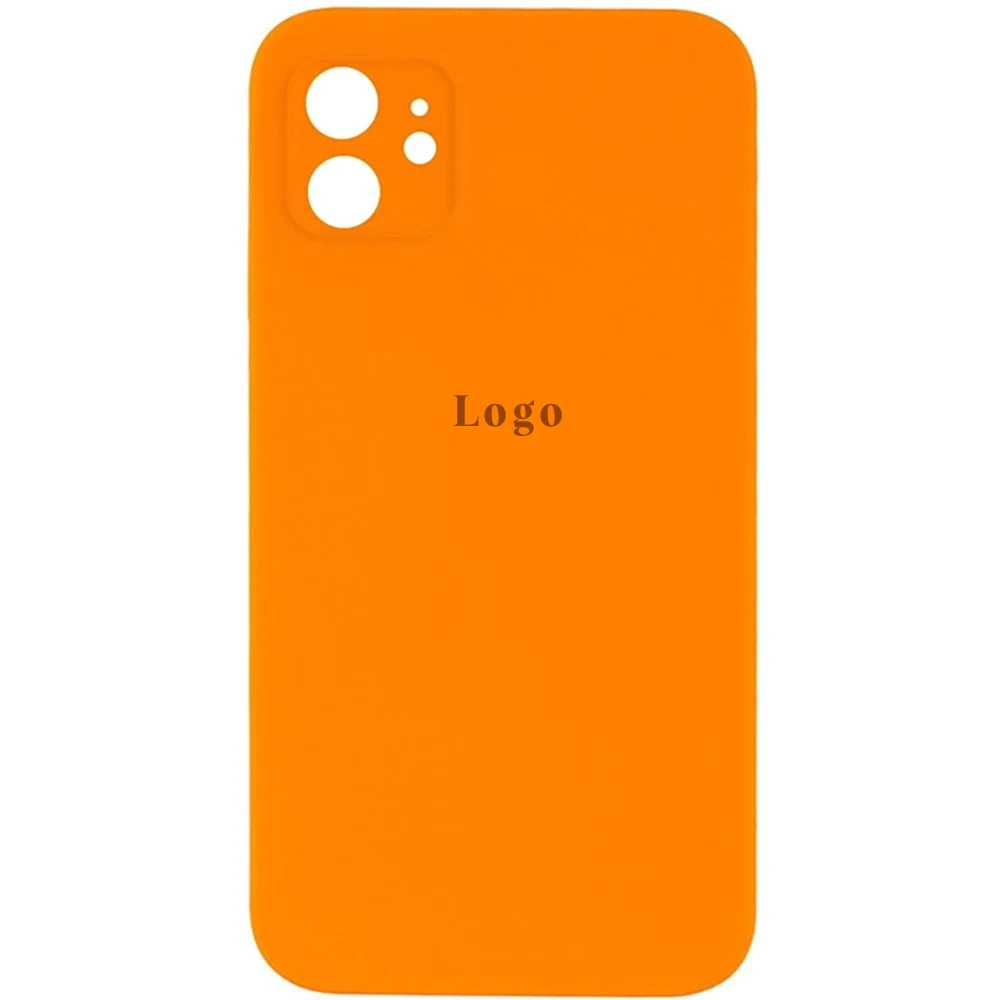 Чохол Silicone Case Square Full Camera Protective (AA) для Apple iPhone 11 (Помаранч/Bright Orange)