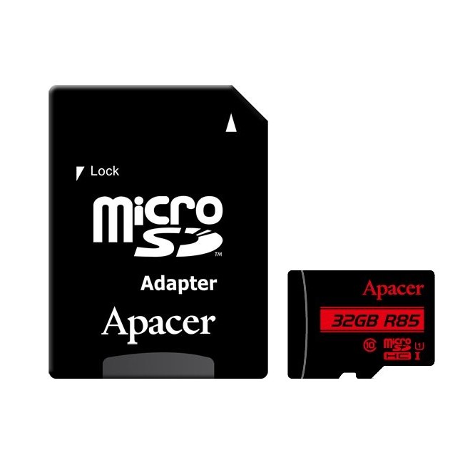 Картка пам'ятi APACER microSDHC 32GB UHS-I U1+adapter (R85MB/s)