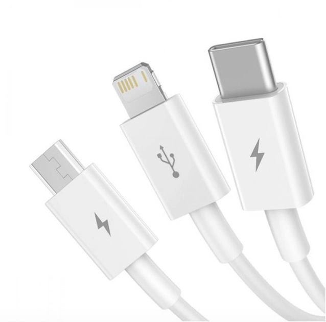 Кабель Baseus Superior Series Fast Charging 3-in-1 (Micro USB+Lightning+Type-C) 3.5A (1.5m) (білий)