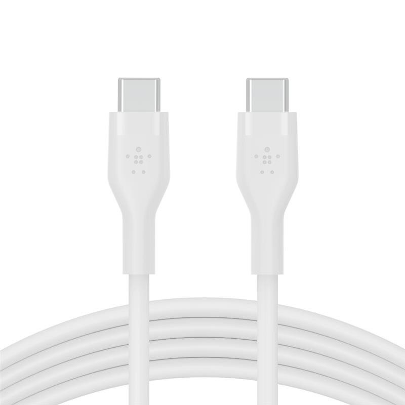 Кабель Belkin USB-С - USB-C силіконовий, з кліпсою, 1м, білий