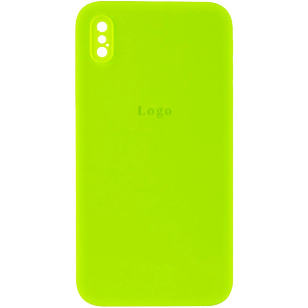 Чохол Silicone Case Full Camera Protective (AA) для Apple iPhone XS (Зелений/Neon Green)