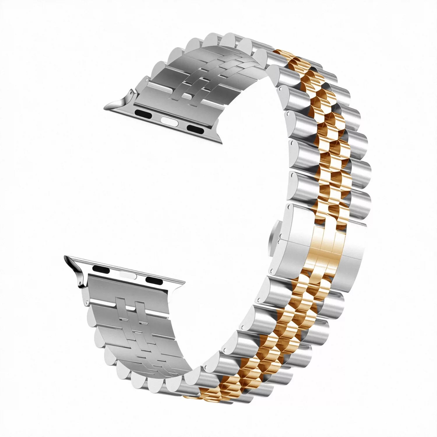 Ремінець металевий two-color 1 link 5 lines Metal Apple Watch 42/44/45mm (silver-gold)