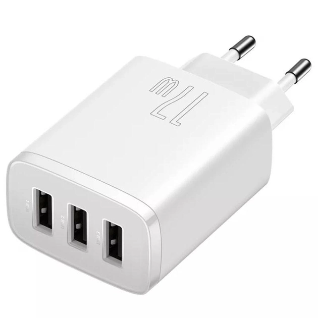 МЗП Baseus Compact 17W (3 USB) Білий