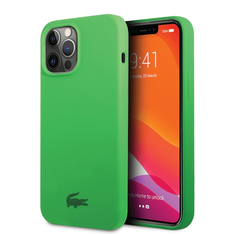 Чохол Lacoste HC Liquid Silicone & Microfiber Glossy Printing Logo Case For iPhone 14 Pro Max Green