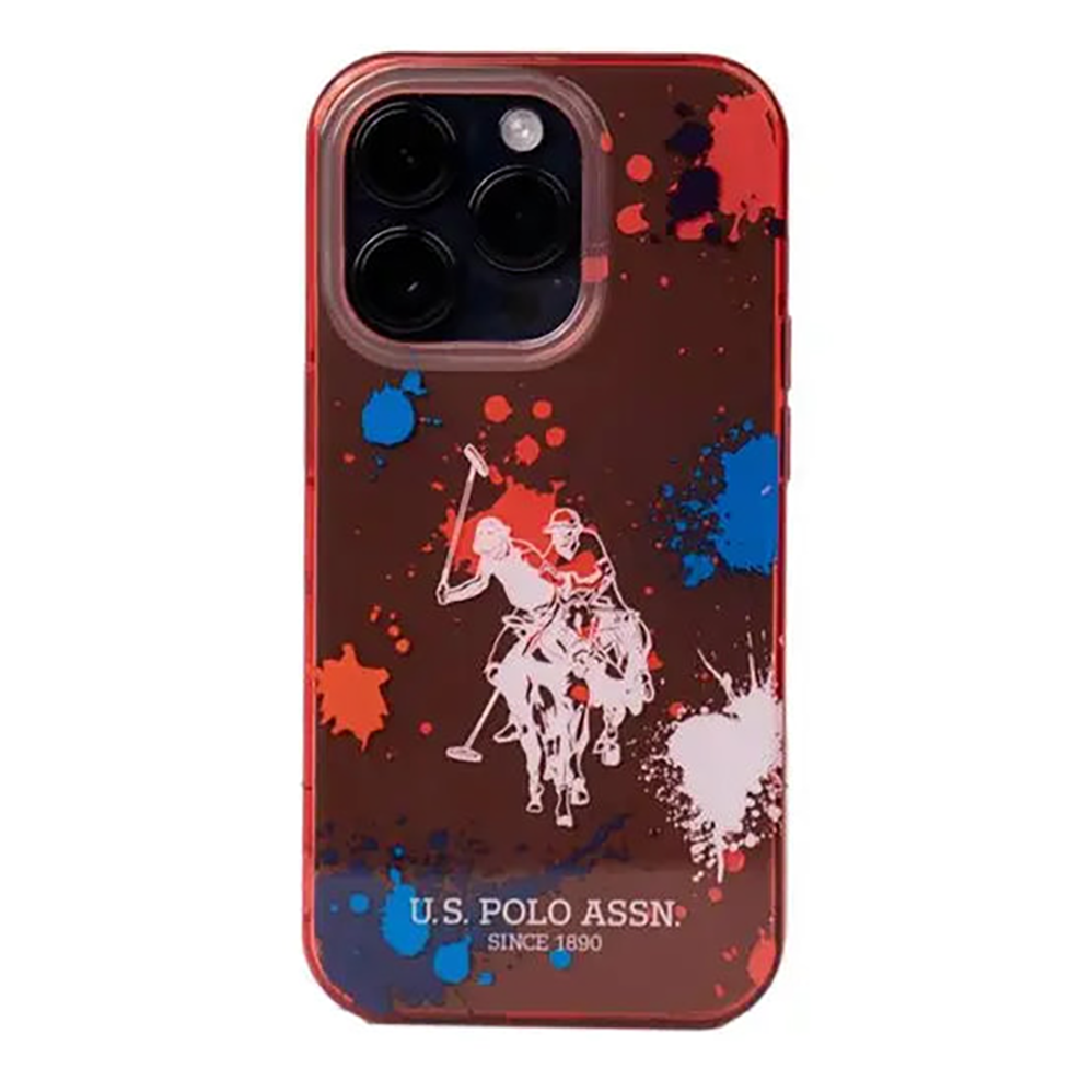 Чохол USPA PC/TPU Case With Splatter Pattern & Horse Logo For iPhone 14 Pro Red