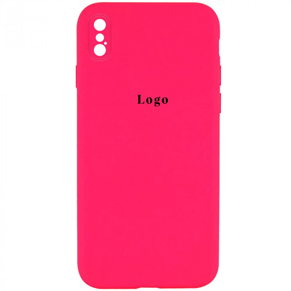 Чохол Silicone Case Square Full Camera Protective (AA) для Apple iPhone XS (Рожевий/Barbie Pink)