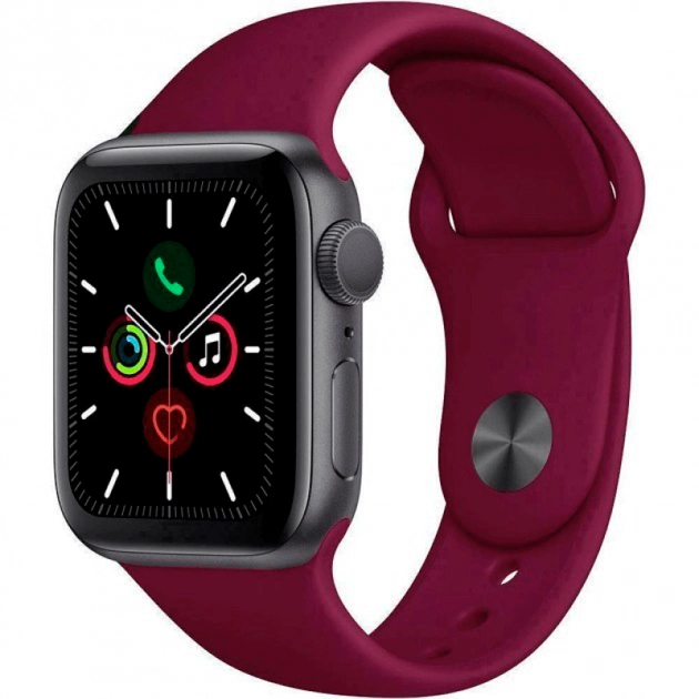 Силіконовий Ремінець для Apple Watch Sport Band 38/40mm (S/M & M/L) - (Бордовий / Maroon)