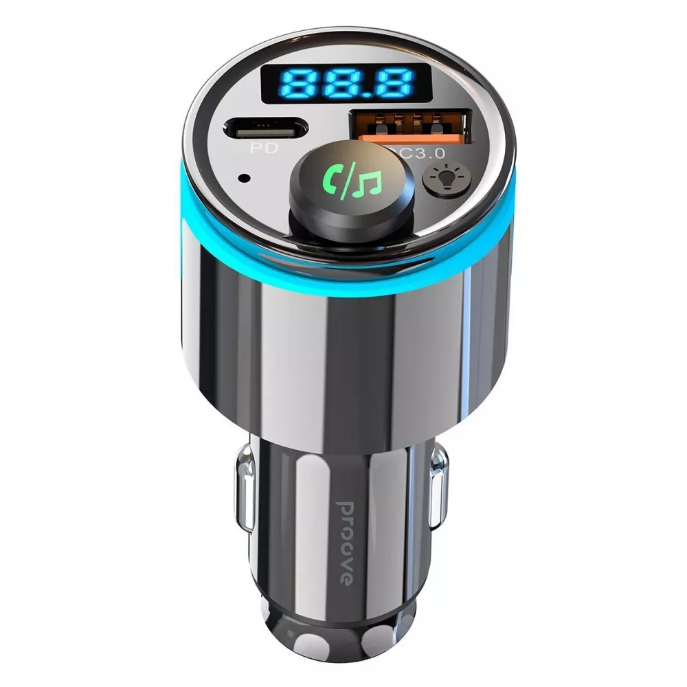 АЗП Proove FM Launcher Nexus 30W (PD+QC3.0) Type-C+USB (чорний)