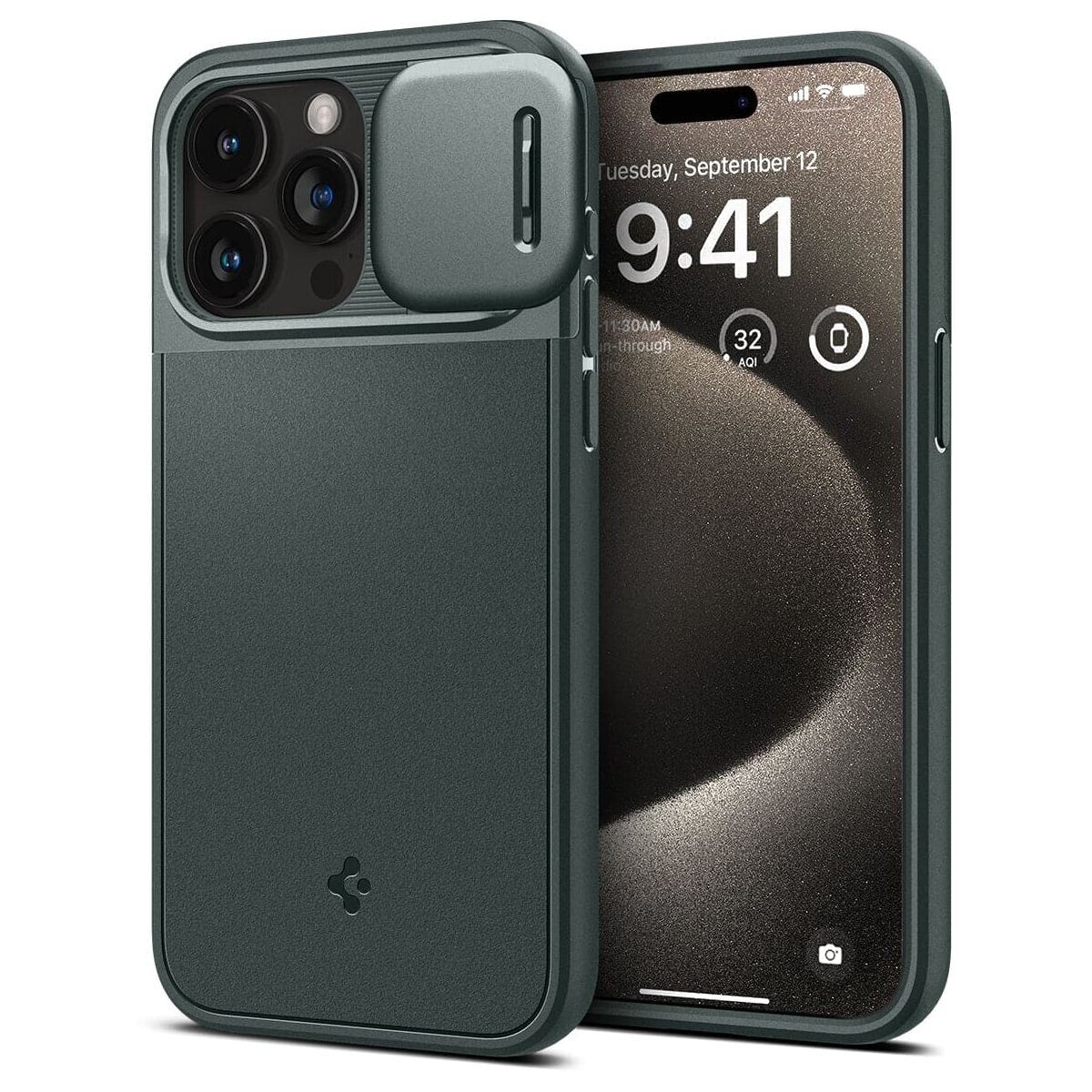 Чохол Spigen для iPhone 15 Pro Max, Optik Armor MagFit, Abyss Green