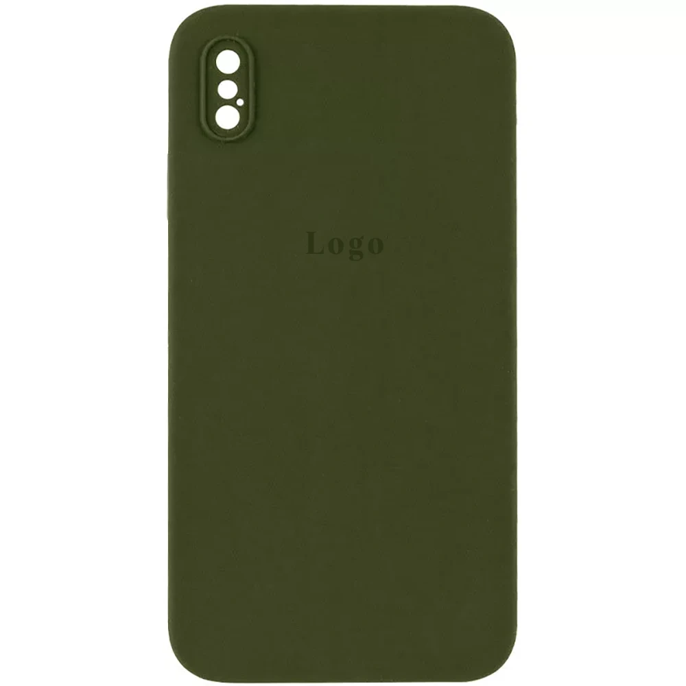 Чохол Silicone Case Square Full Camera Protective (AA) для Apple iPhone XS (Зелений/Dark Olive)