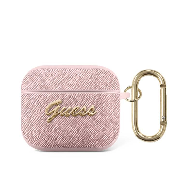 Чохол Guess PU Saffiano Case with Script Metal Logo for Airpods 3 Pink