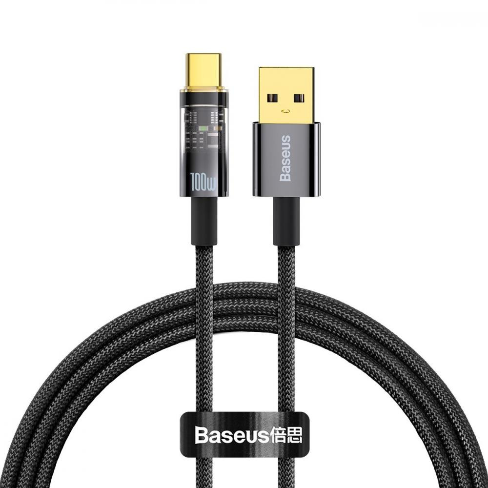 Кабель USB Cable Baseus Explorer Series Auto Power-Off Type-C 100W (CATS000201) 1m Black