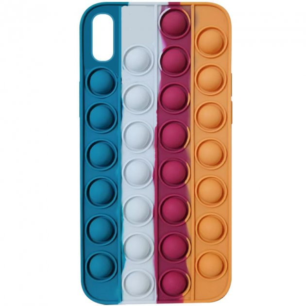 Чохол силіконовий 3-D - антістресс Pop it Bubble для iPhone XR (Cosmos Blue / Orange)