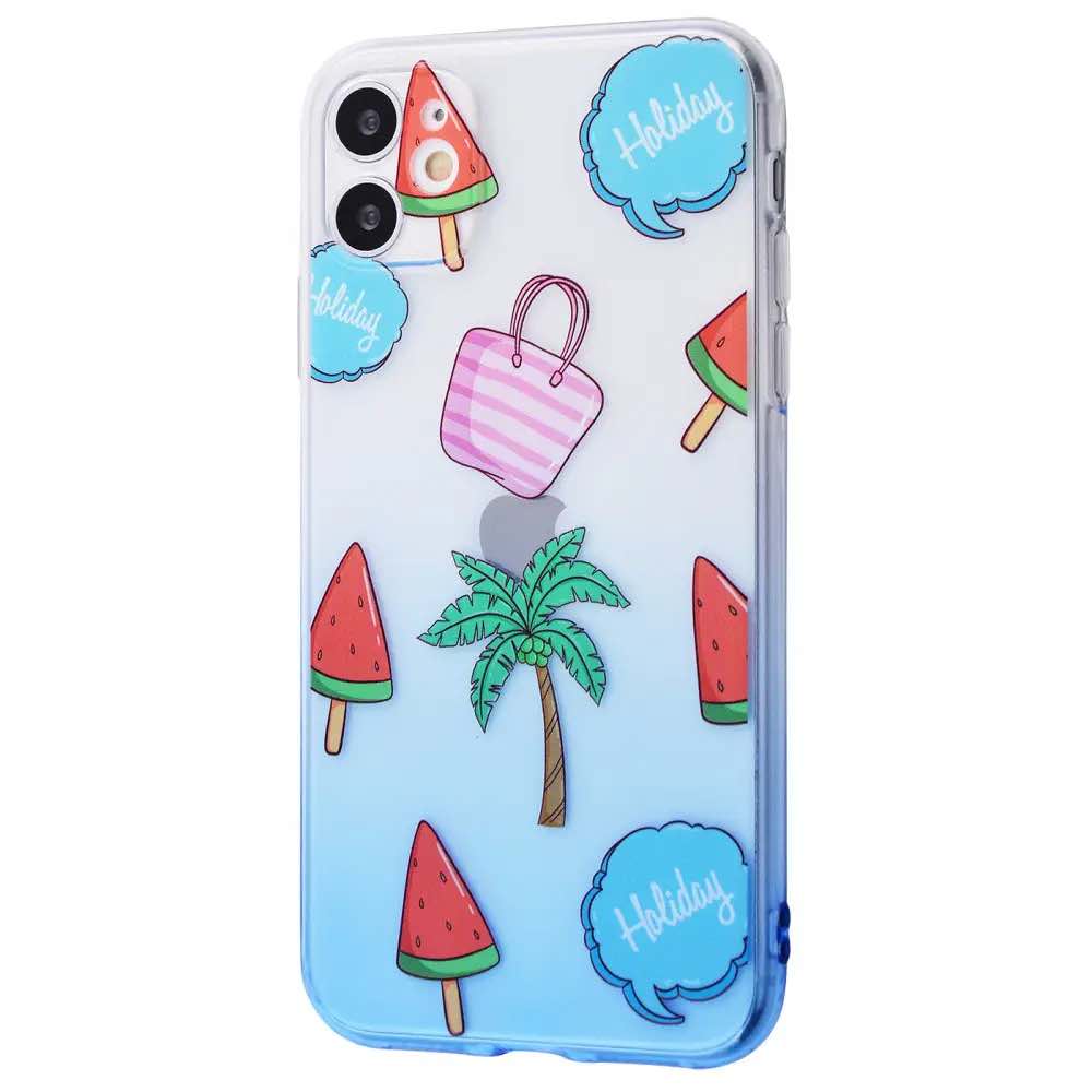 Чохол WAVE Sweet & Acid Case (TPU) iPhone 11 (білий/блакитний/пальма)