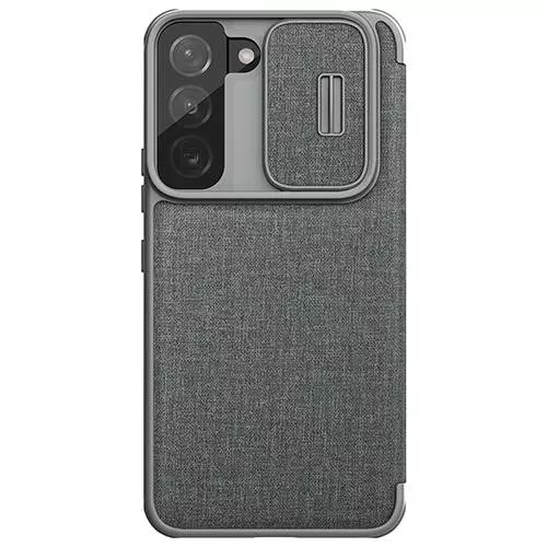 Чохол книжка для Samsung Galaxy S22 Nillkin Qin Pro (plain leather + cloth) Grey (Сірий)
