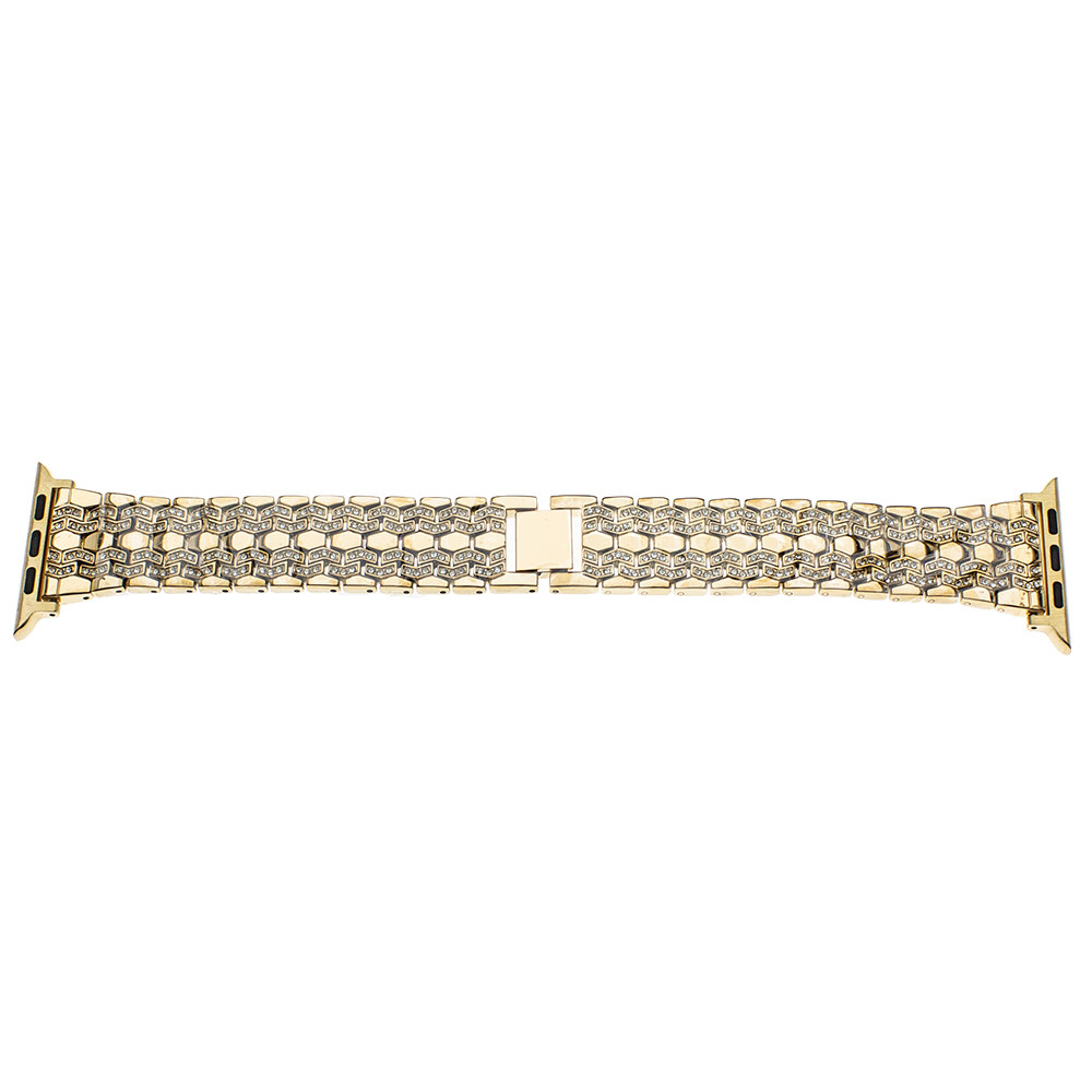 Ремінець металевий для годинника Apple Watch 42/44/45/49mm стрази rhinestones №2 (Gold)
