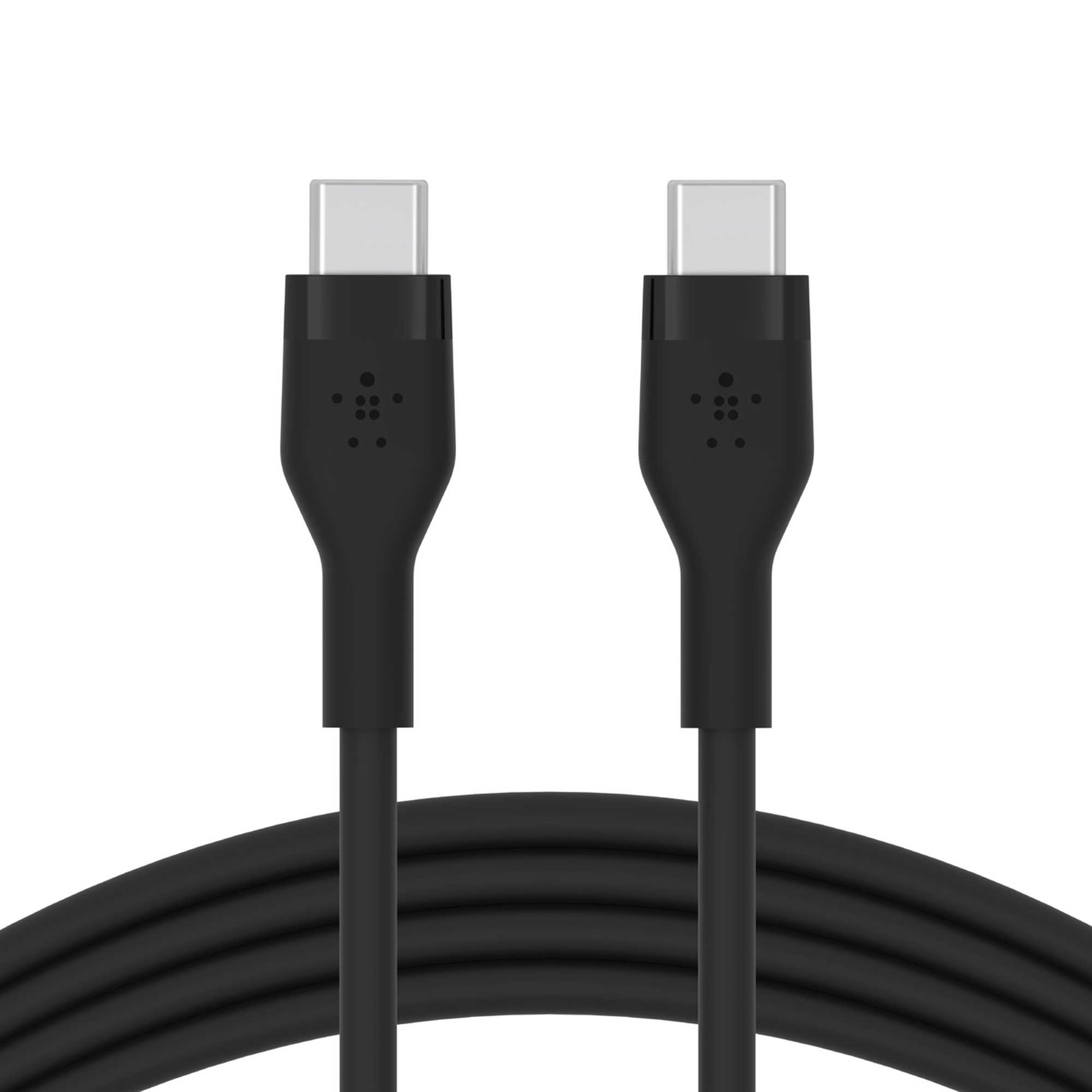Кабель USB-C - USB-C заряджання/синхронізації Belkin 3м, 60Вт, Type-C, силіконовий з кліпсою, чорний
