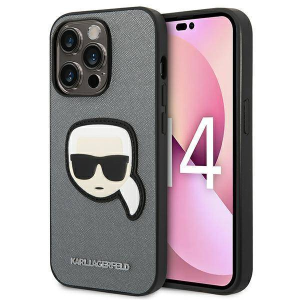 Чохол Karl Lagerfeld Saffiano Karl's Head Patch Hard Case for iPhone 14 Pro Grey