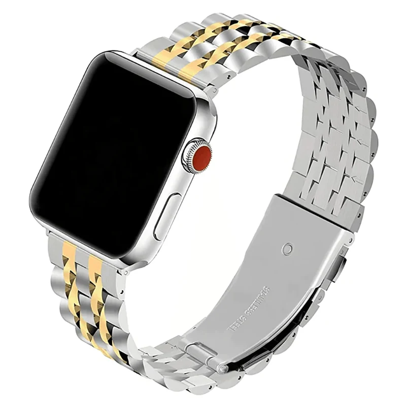 Ремінець Luxury Stainless Steel Link Bracelet для Apple Watch 42/44/45/49mm (Silver/Gold)