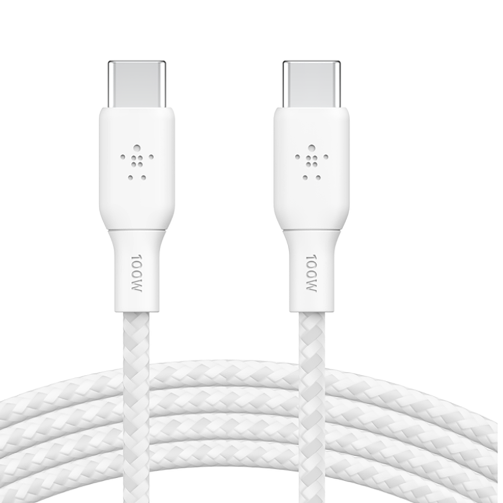 Кабель USB-C - USB-C заряджання/синхронізації Belkin 3м, 100Вт, Type-C, плетений, чорний