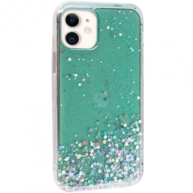 Чохол TPU Чохол Star Glitter для Apple iPhone 11 (6.1)  (Прозорий/М'ятний)