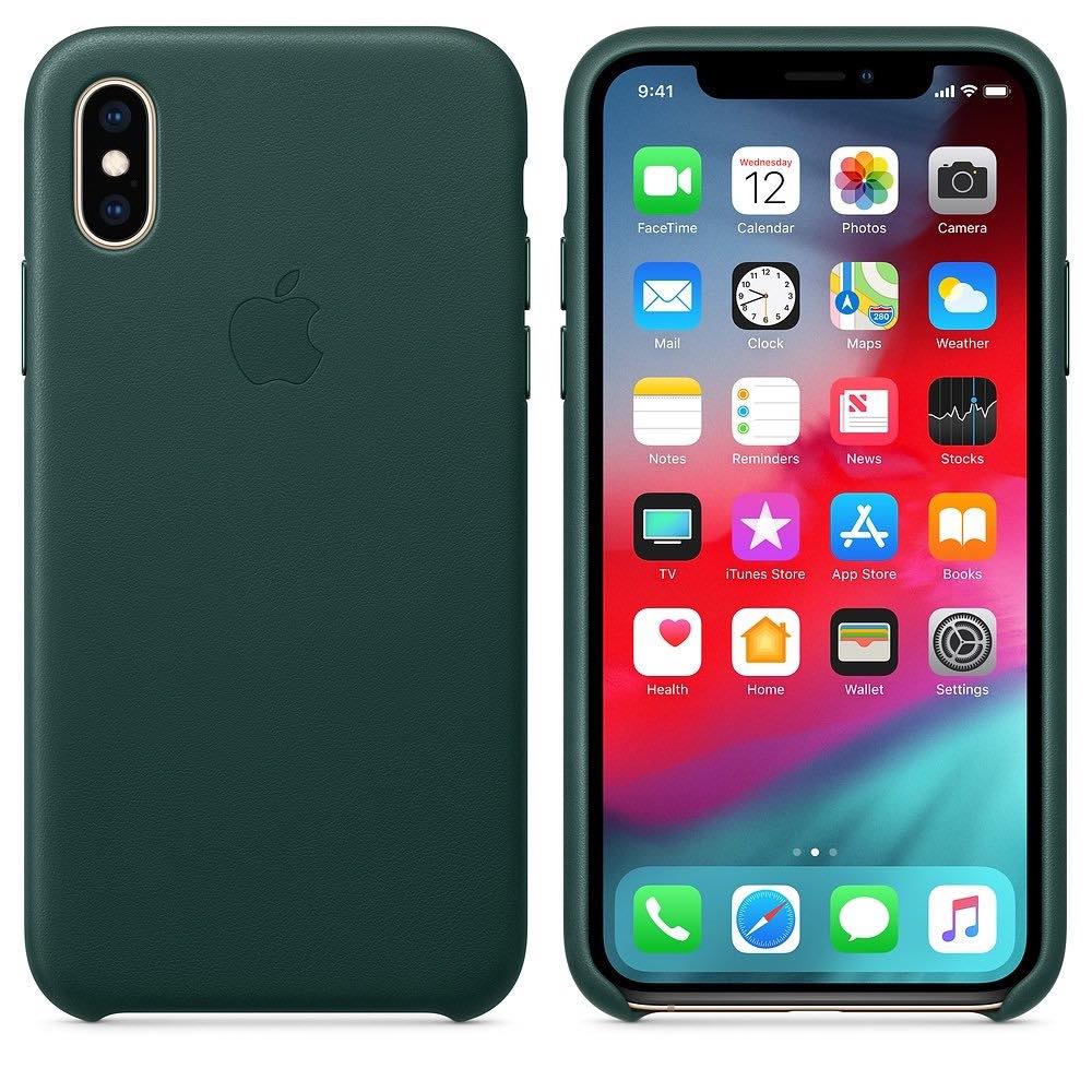 Чохол Natural Leather Grainy для iPhone X/Xs - Forest green