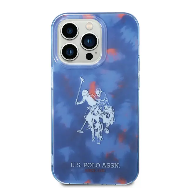 Чохол USPA PC/TPU Case With Tie&Dye Design & Horse Logo For iPhone 14 Pro Blue