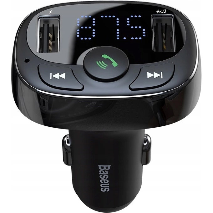 АЗП Baseus T-Typed Car Wireless MP3 charger 2USB Чорний