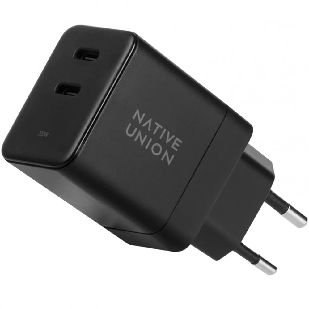 МЗП Native Union Fast GaN Charger PD 35W Dual USB-C Port Black (FAST-PD35-BLK-EU)