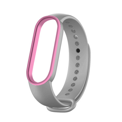 Силіконовий ремінець Line для Xiaomi Mi Band 6 - Gray/Pink