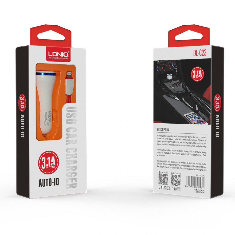 АЗП LDNIO (3.1A) + USB Cable iPhone 5 (DL-C23)